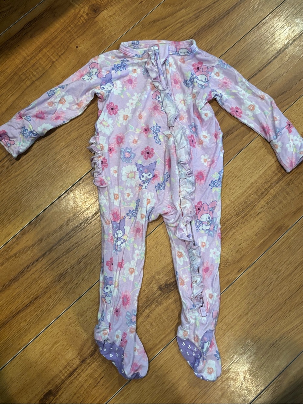 Posh Peanut Purple Floral Ruffle Sleeper